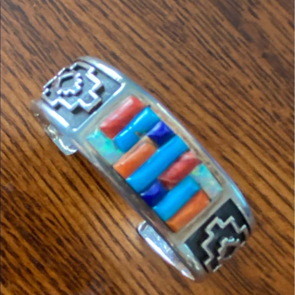 Sterling with precious stones cuff bracelet